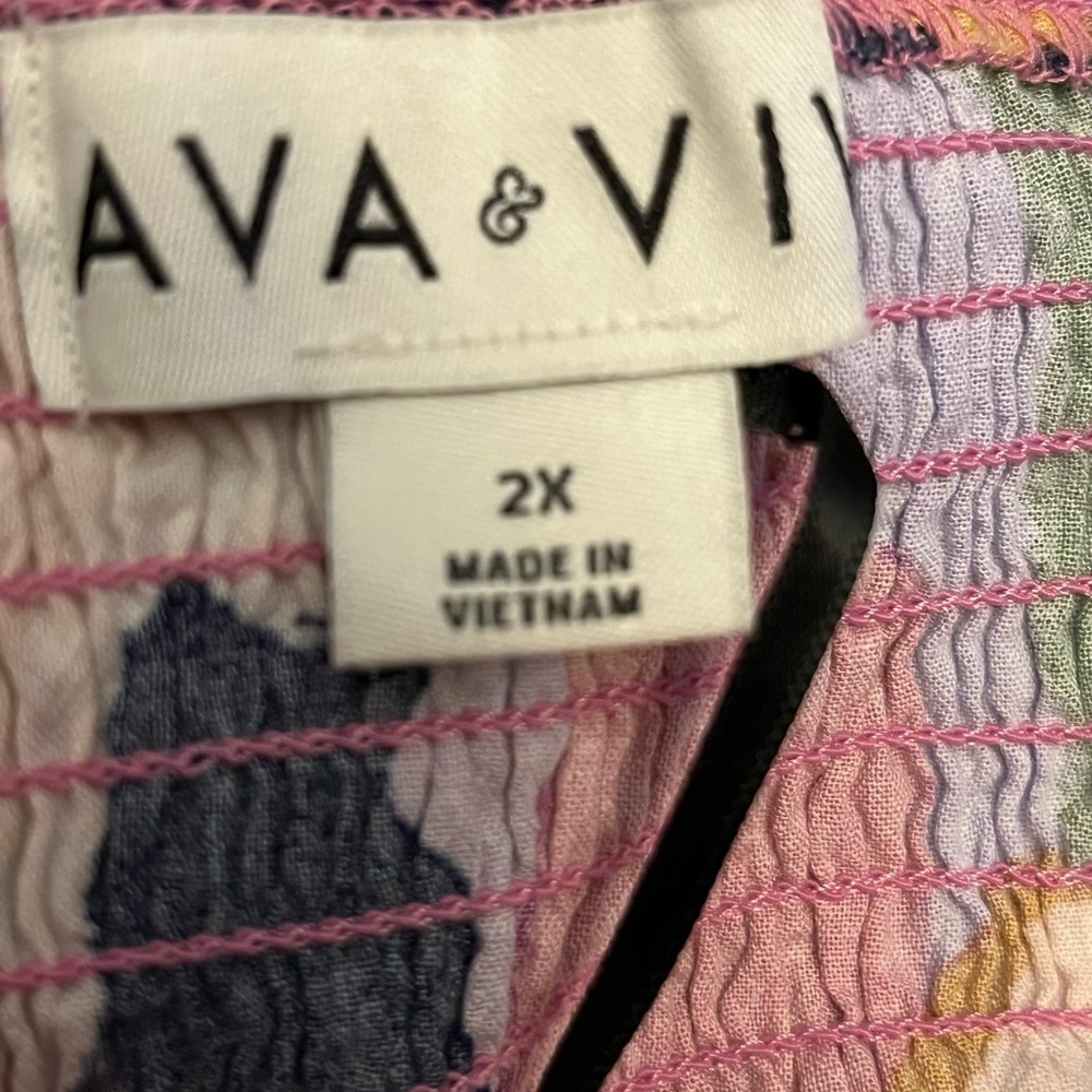 Women's Plus Size Sleeveless Tie-Back Tiered Dress - Ava & Viv Floral nwot - Picture 4 of 4